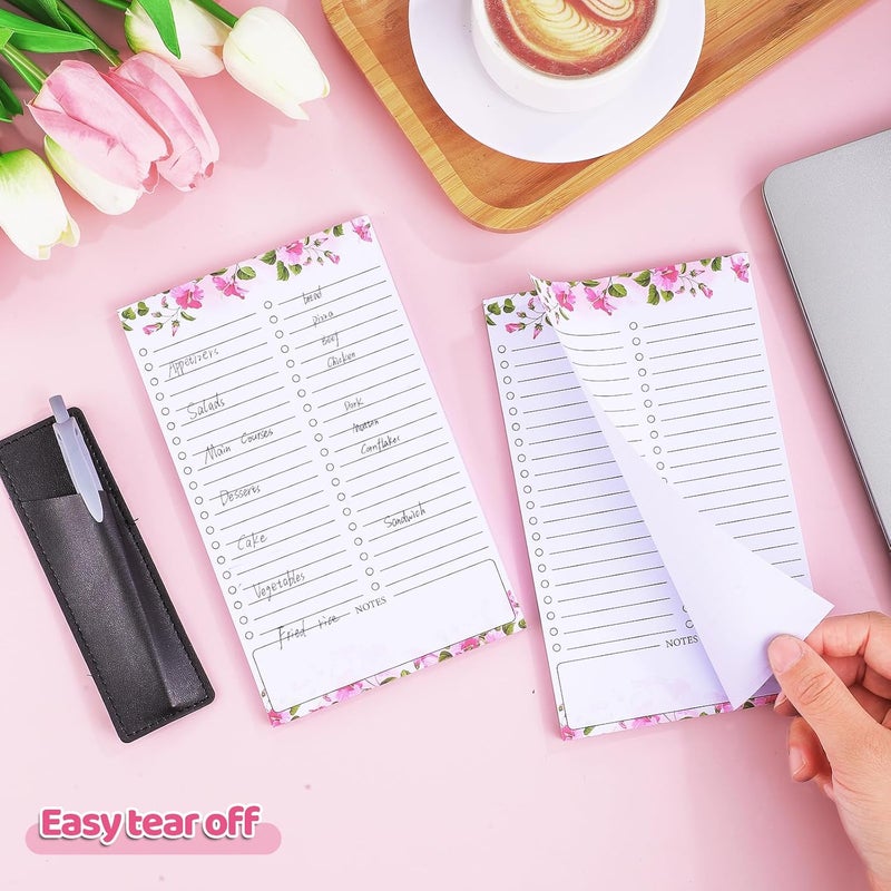 Thboxes 2 Pack Grocery List Magnet Pad for Fridge, Totally 120 Sheets Magnetic Note Pad for Fridge Full Back Magnet Shopping List, To Do List, Memo Notepads with Pen Holder, 4.5x7.5(Pink Flower) - Image 3